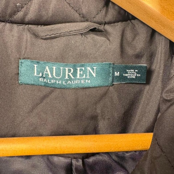 Ralph Lauren Quilted Jacket Womens Medium Black Snap Front Riding Coat - Picture 3 of 8